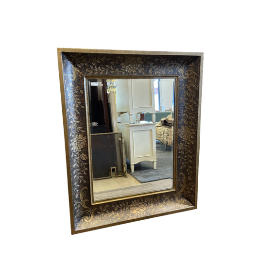 Large Beveled Mirror with Gilt Floral Design (0AS00B)