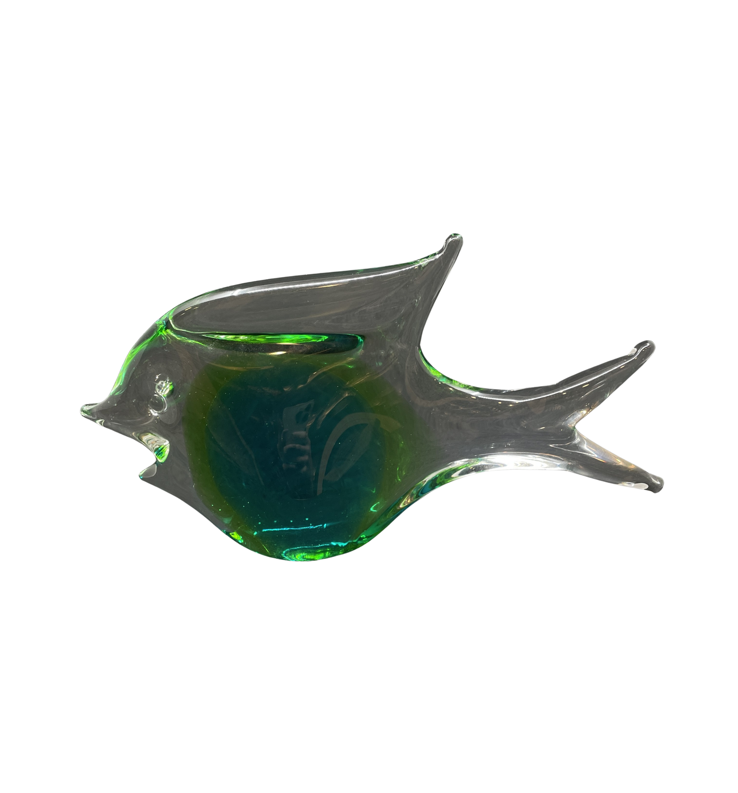 Vintage Ronneby FM Konstglas Fish Sculpture in Green (0LN00D)