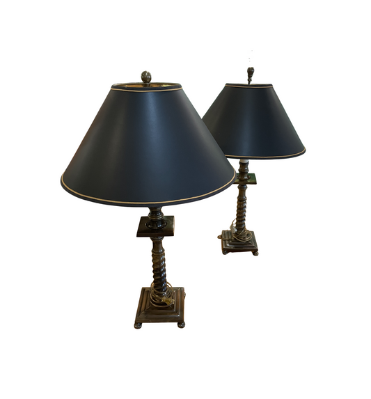 Vintage Sarried Brass Twist Lamps, a pair (0H0001)