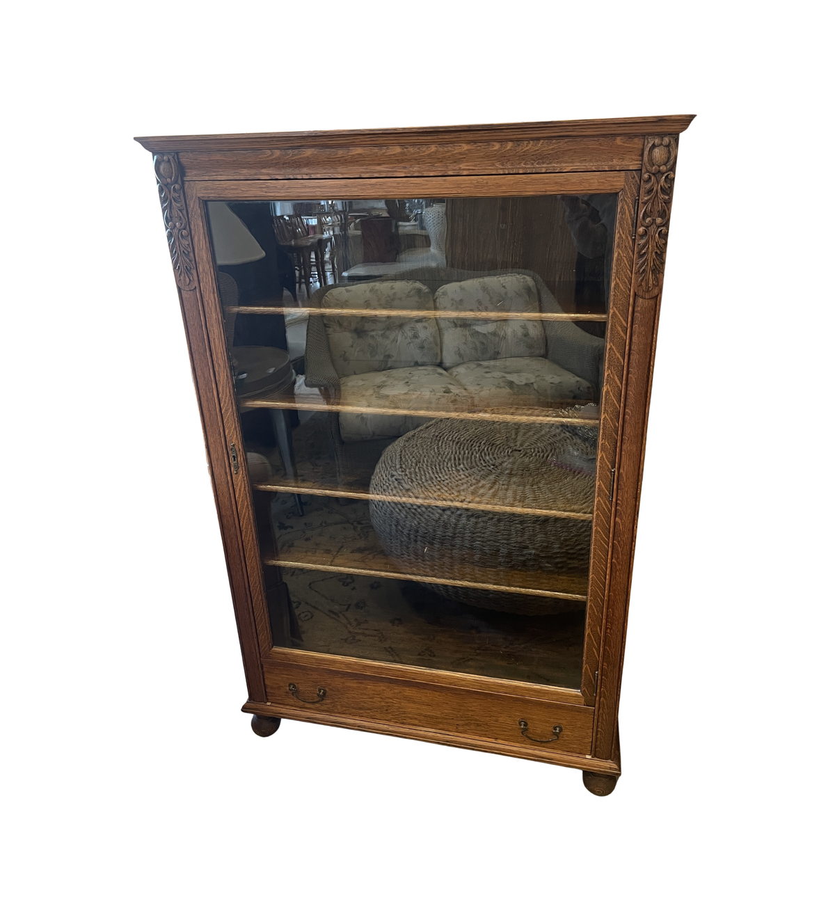 Antique Oak Bookcase with Single Door (0PE001)