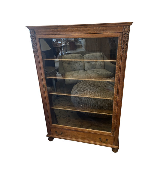 Antique Oak Bookcase with Single Door (0PE001)
