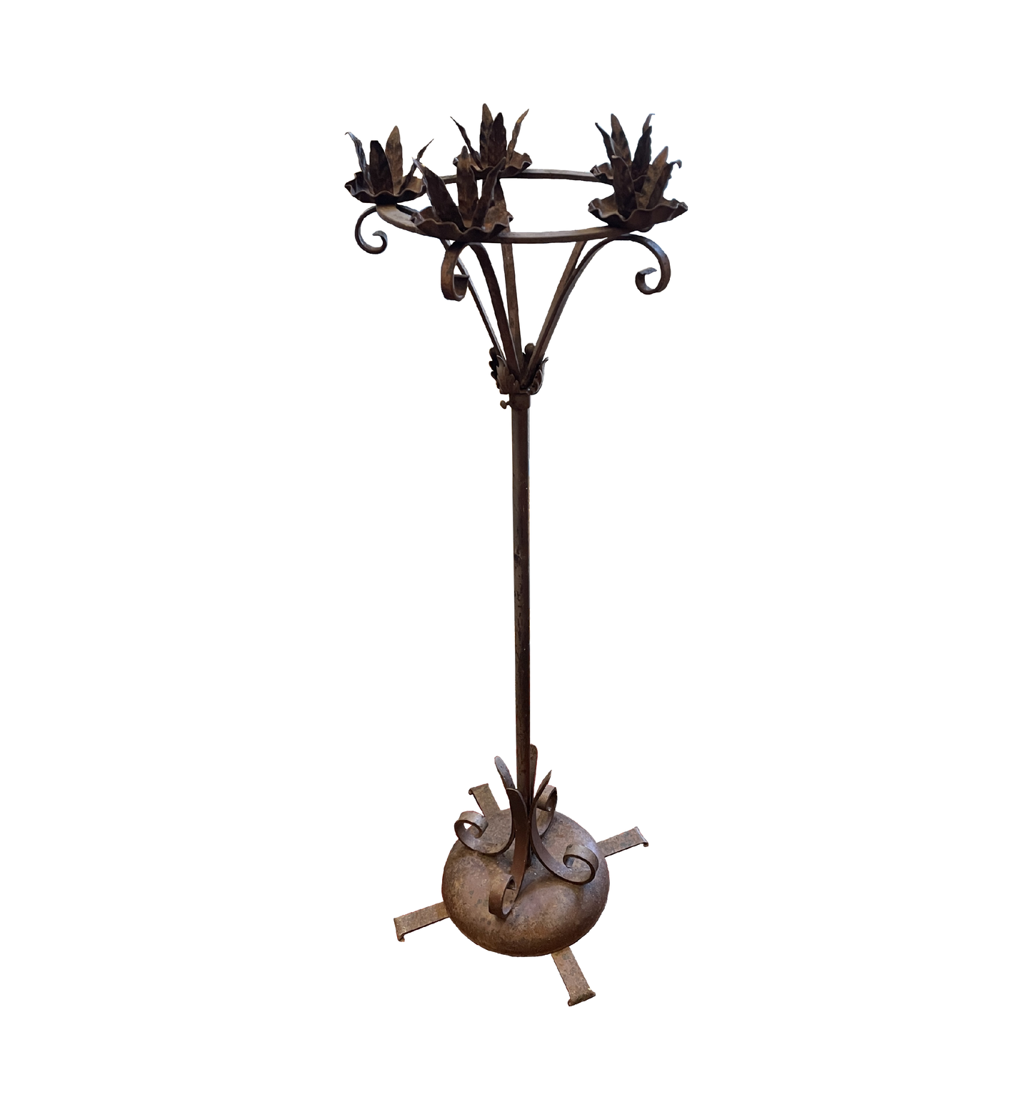 Antique Wrought Iron Floor Candelabra, Spanish (0JL02Z)