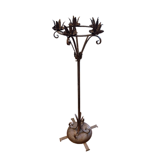 Antique Wrought Iron Floor Candelabra, Spanish (0JL02Z)
