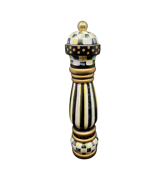Mackenzie-Childs Hand Painted Pepper Mill, signed Rebecca Proctor (0NL007)
