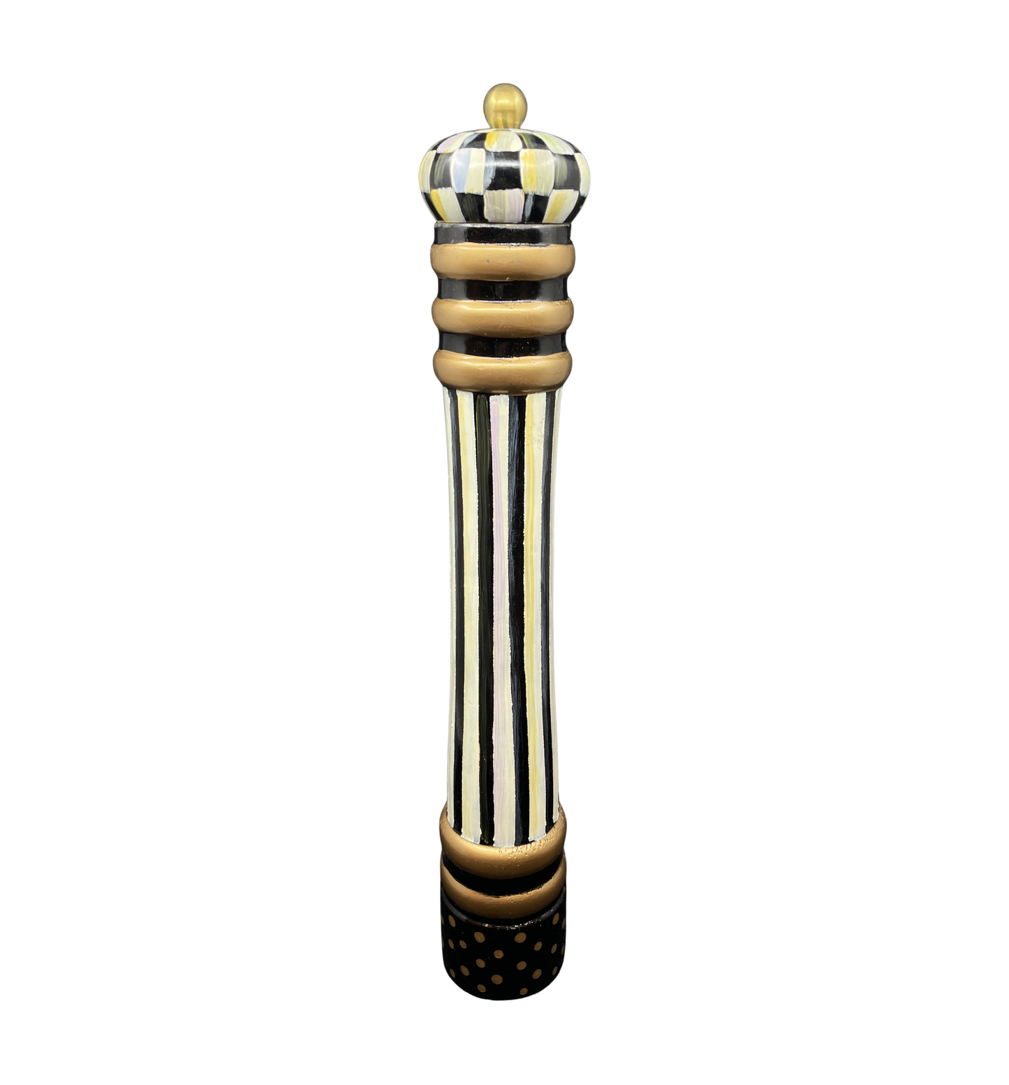 Mackenzie-Childs Hand Painted Pepper Mill, signed Rebecca Proctor (0NL006)