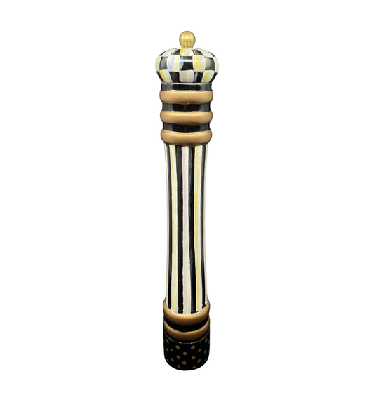 Mackenzie-Childs Hand Painted Pepper Mill, signed Rebecca Proctor (0NL006)