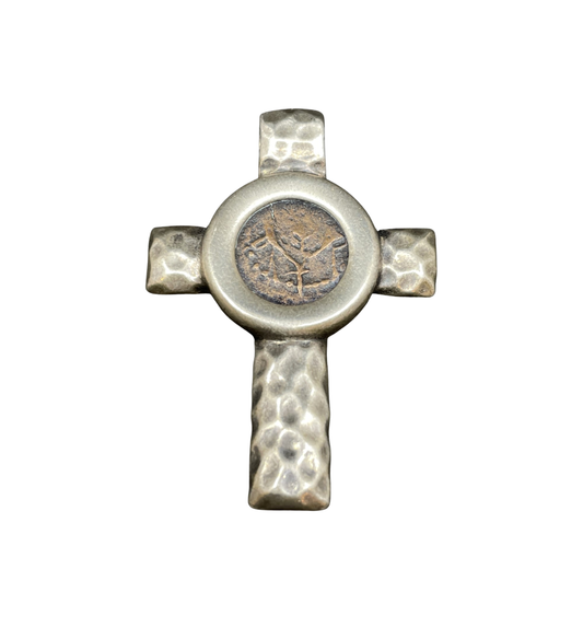 Israeli Cross With Coin in Sterling (014019)