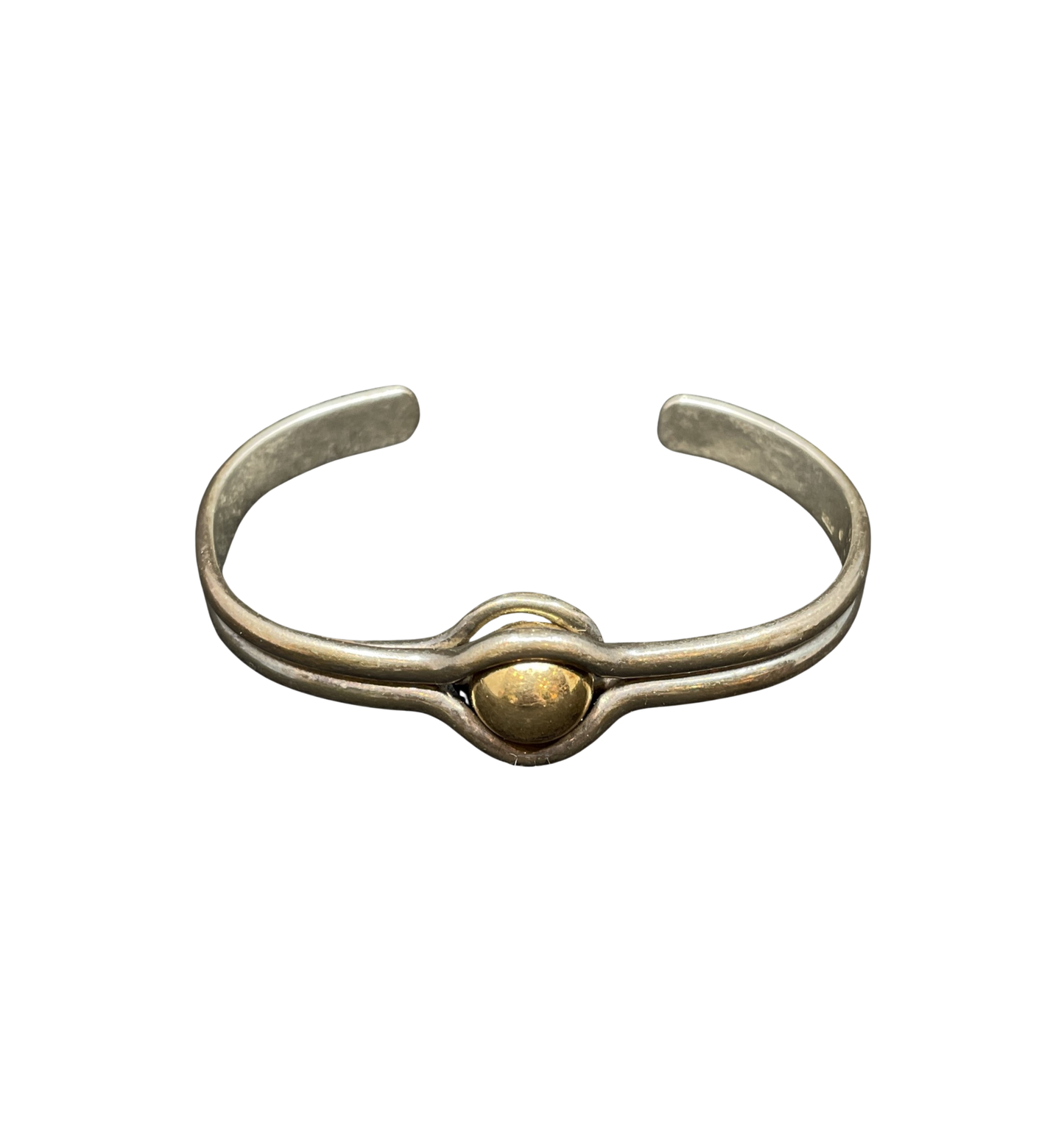Sterling Cuff With Gold Bead Detail (01400X)