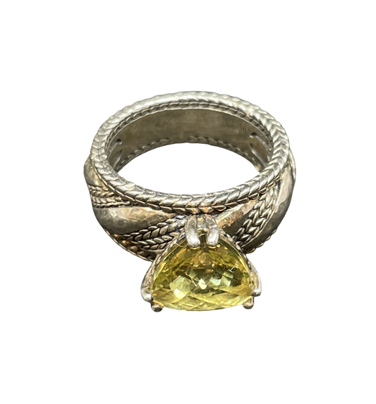 Jai Yellow Sapphire and Sterling Ring (014018)