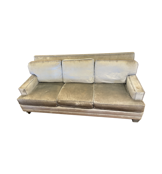 Henredon Velvet Custom Sofa, Long AS IS (0N4001)