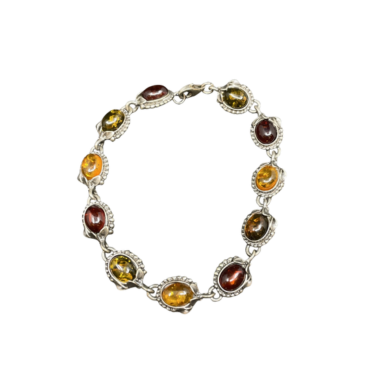 Sterling and Amber Bracelet (01401B)
