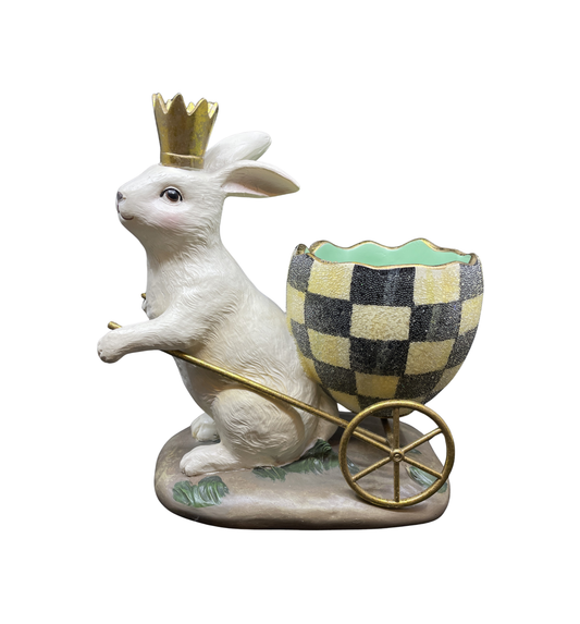 Mackenzie-Childs Courtly Check Easter Bunny with Egg Cart (0OO009)