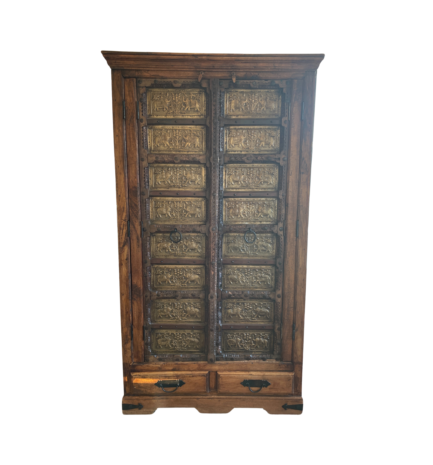 Antique Indian Brass Entry Door Pantry/Cabinet AS IS (0HI002)