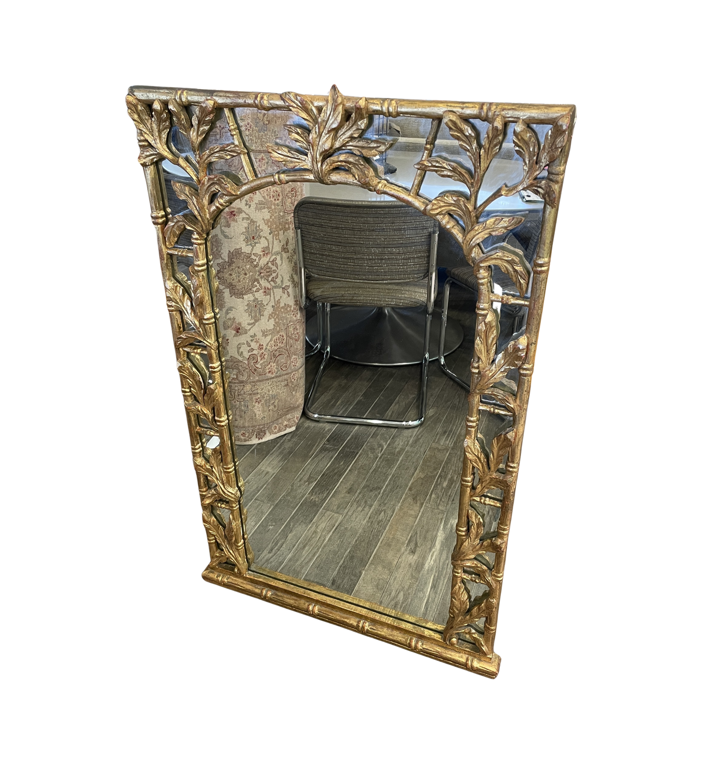 Vintage Gilded Mirror with Floral Carving (0NU003)