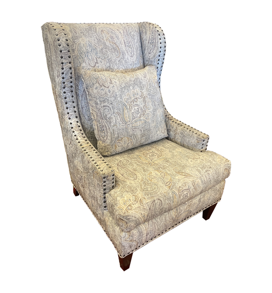 Walter E Smithe Tobias Wing Chair, paisley (Two available) (0KF001)