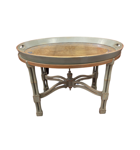 Harden Faux Bamboo Leg Oval Tray Table in Seafoam (0M7005)