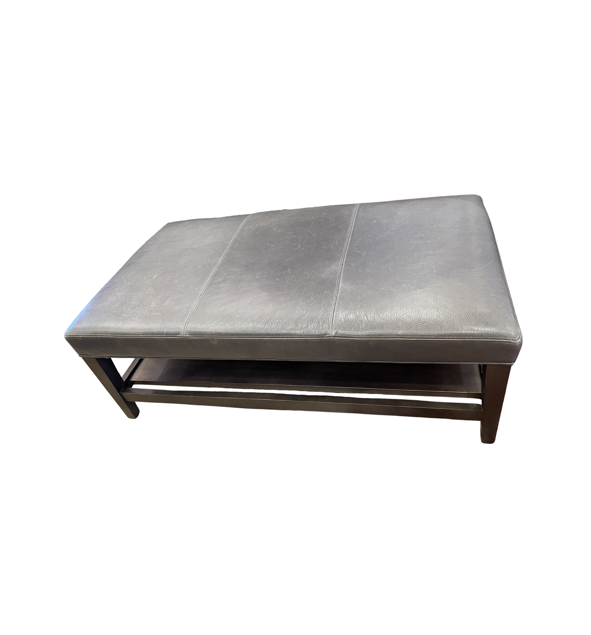 Crate and Barrel Leather Ottoman or Cocktail Table (01B027)