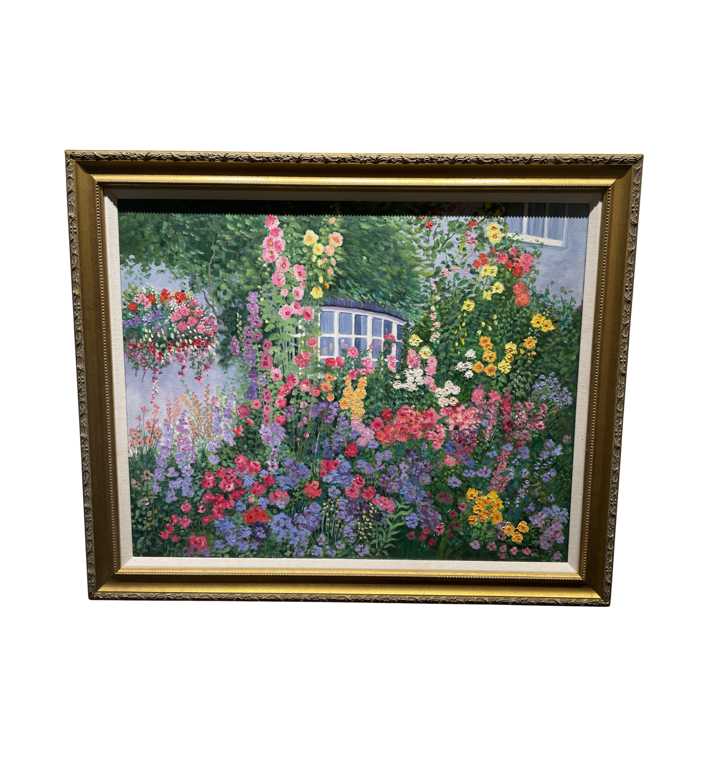 Jeanette Wittenberg Oil on Canvas, Garden with Bay Window (0I8004)