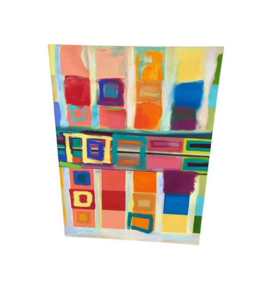 Lisa Caplan "Triads" Acrylic on Canvas Abstract, Signed (22952)