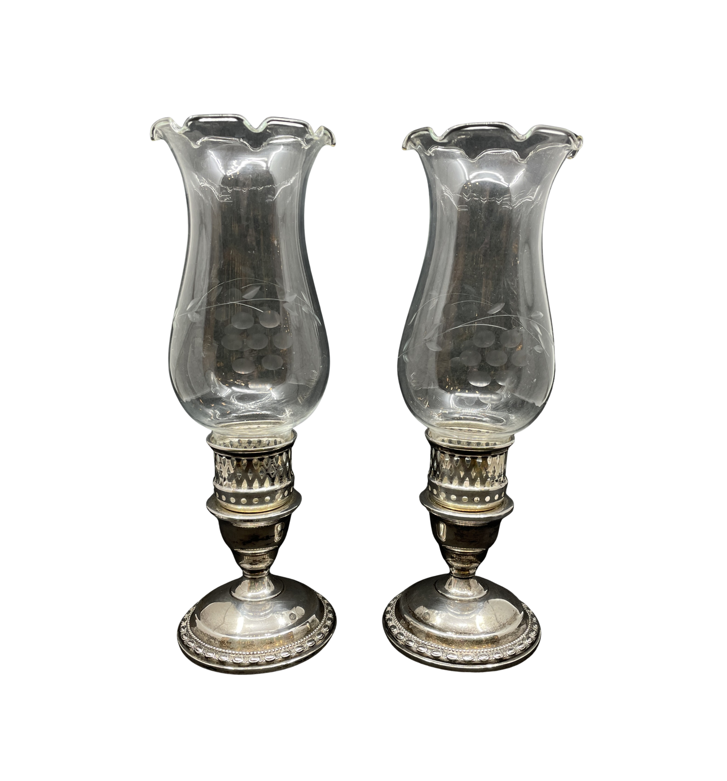 LaPierre Sterling Hurricane Candlesticks, a pair (012005)