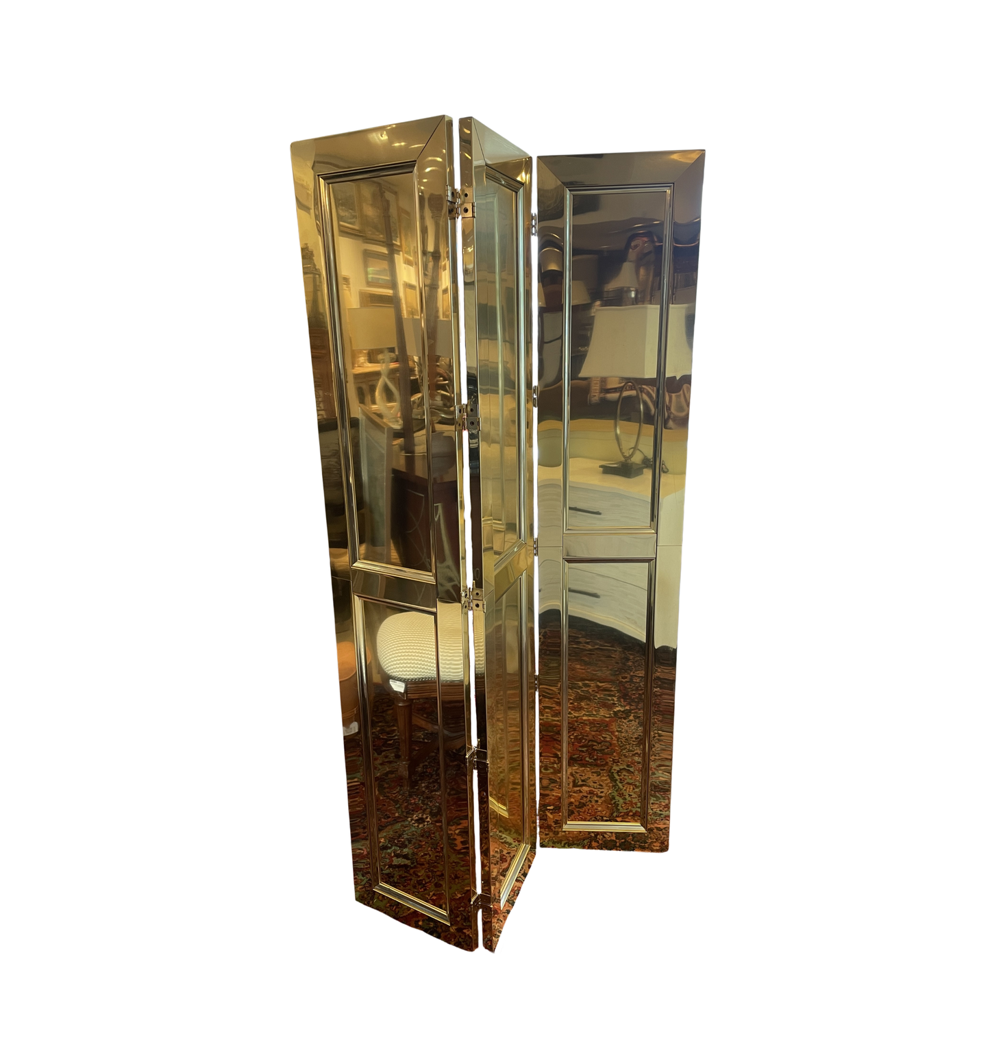 Vintage Brass and Wood Room Divider, AS IS (0JF004)
