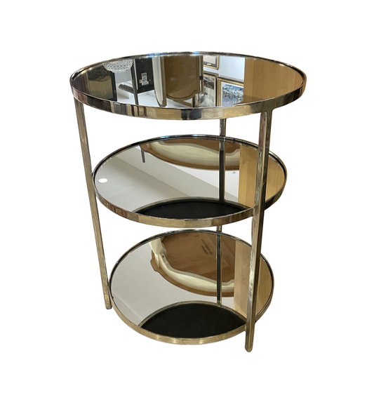 Three Tier Mirrored Iron Round Table (01D02N)