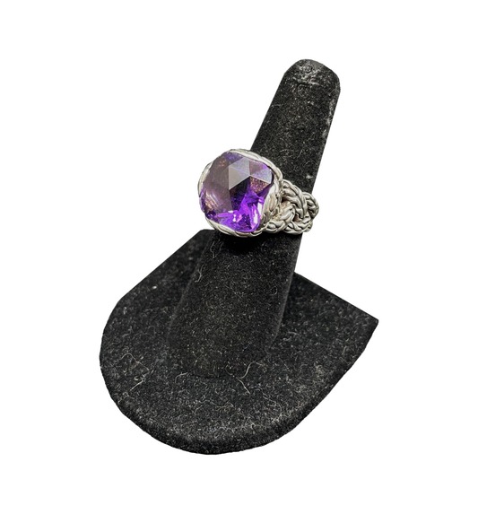 John Hardy Woven Band Amethyst Ring (09B00H)