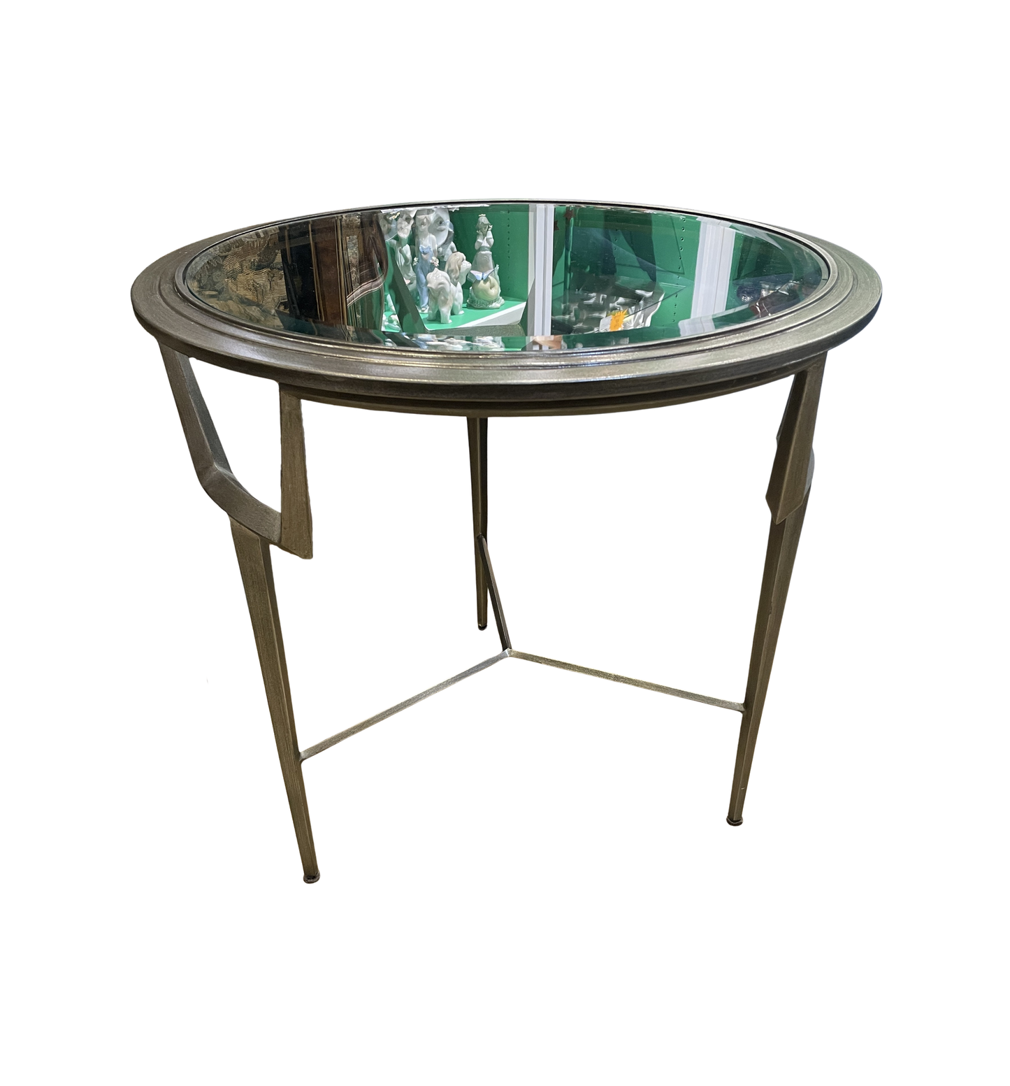 Round Iron and Glass End Table in Matte Chrome (0IV00G)