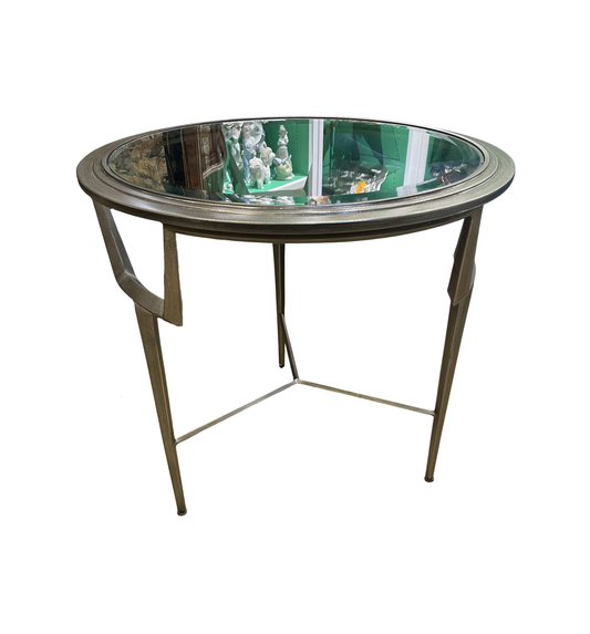 Round Iron and Glass End Table in Matte Chrome (0IV00G)