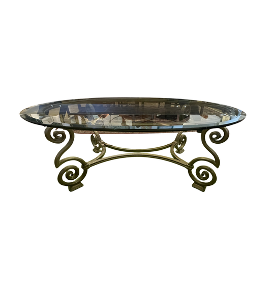 Faux Finish Metal and Glass Coffee Table (0KF007)