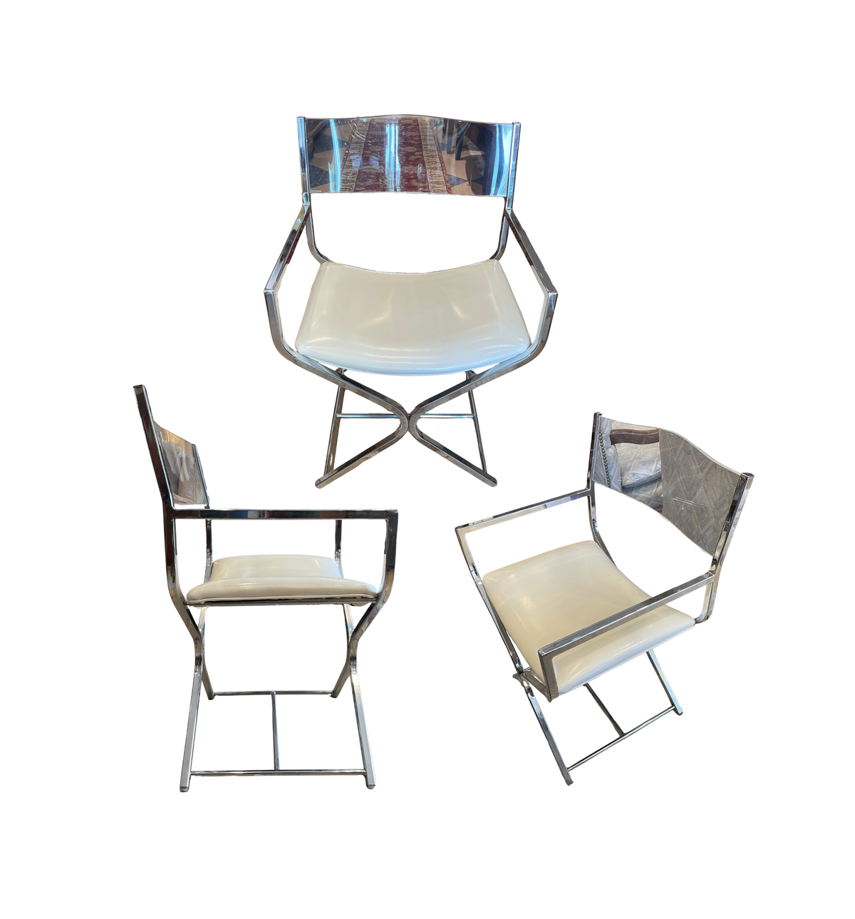 Milo Baughman Acrylic & Leather Director Chairs, Set of 4, AS IS (0A900U)