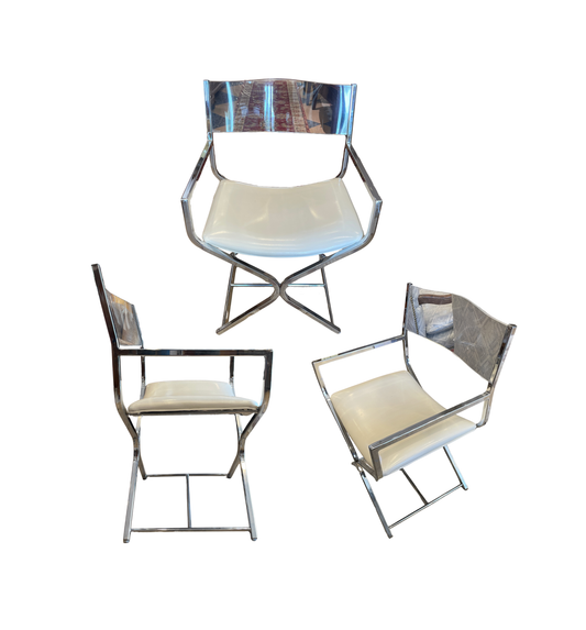 Milo Baughman Acrylic & Leather Director Chairs, Set of 4, AS IS (0A900U)