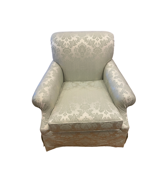 Green Damask Arm Chair, custom (Two available 0OT00E 0OT00F)