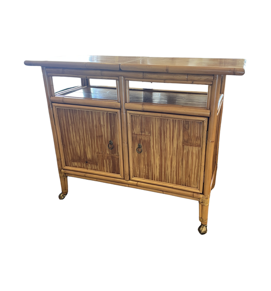 Vintage Rattan Bar Cart, AS IS (0N1001)