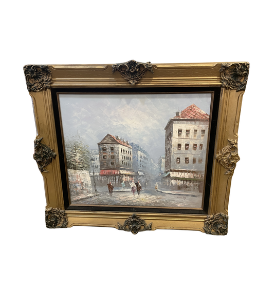 Burney Oil on Canvas, Paris Street Scene (0K2003)