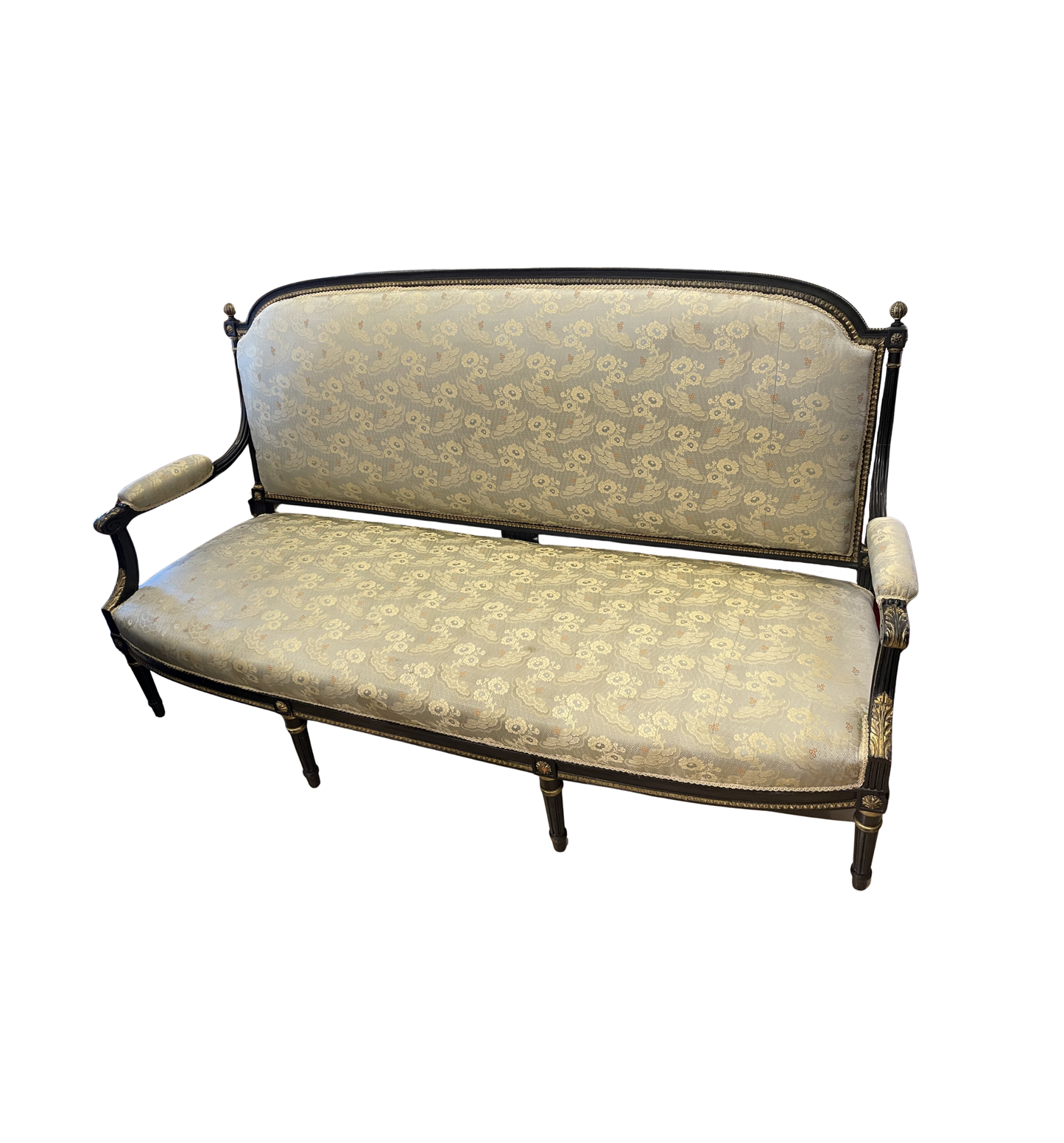 Louis XVI Style Settee in Silk, AS IS (00Y00B)