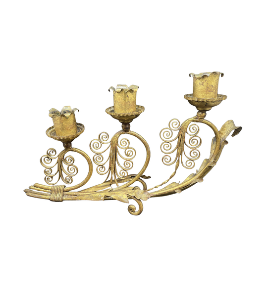 Vintage Italian Scrolled Triple Candlestick (0JL00V)