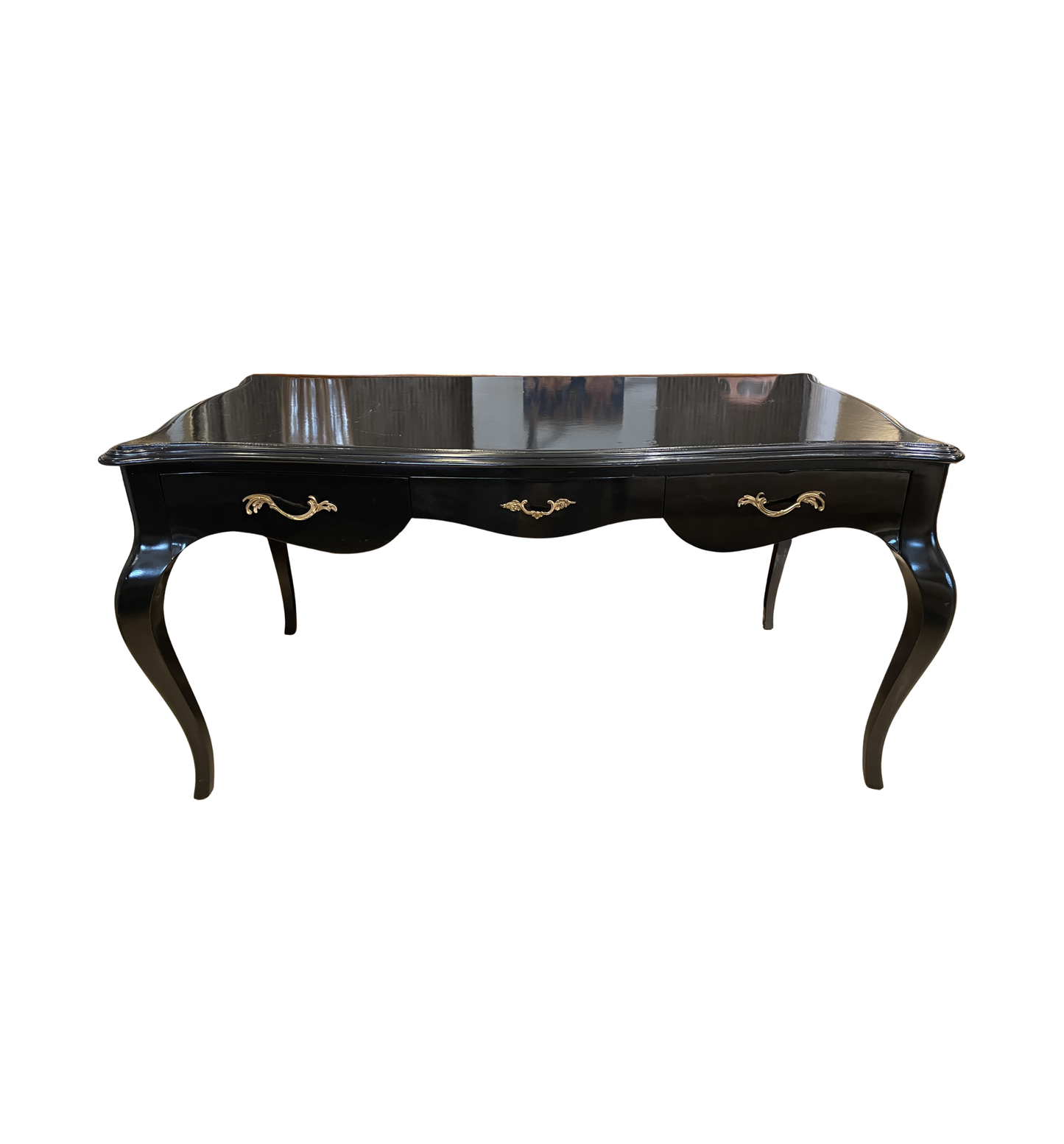 Regency Style Black desk with Leather Top (0L7001)