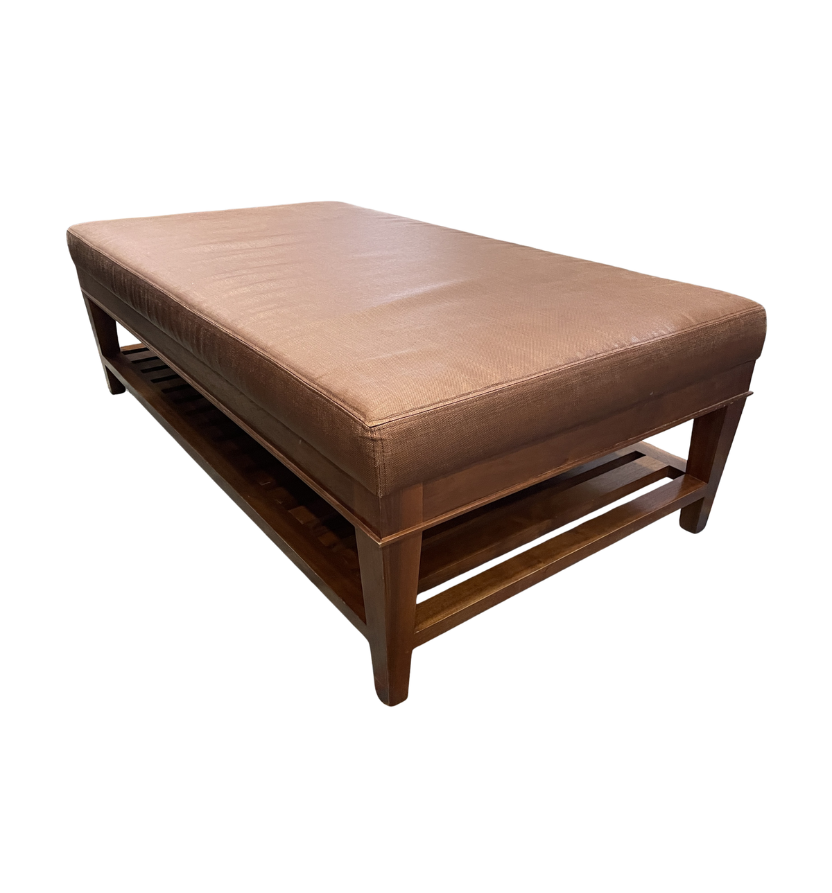 Vinyl and Cherry Ottoman/Coffee Table AS IS (0PQ00K)