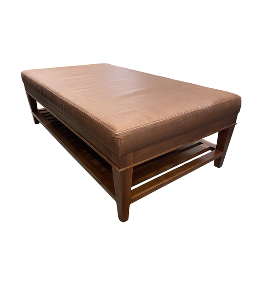 Vinyl and Cherry Ottoman/Coffee Table AS IS (0PQ00K)