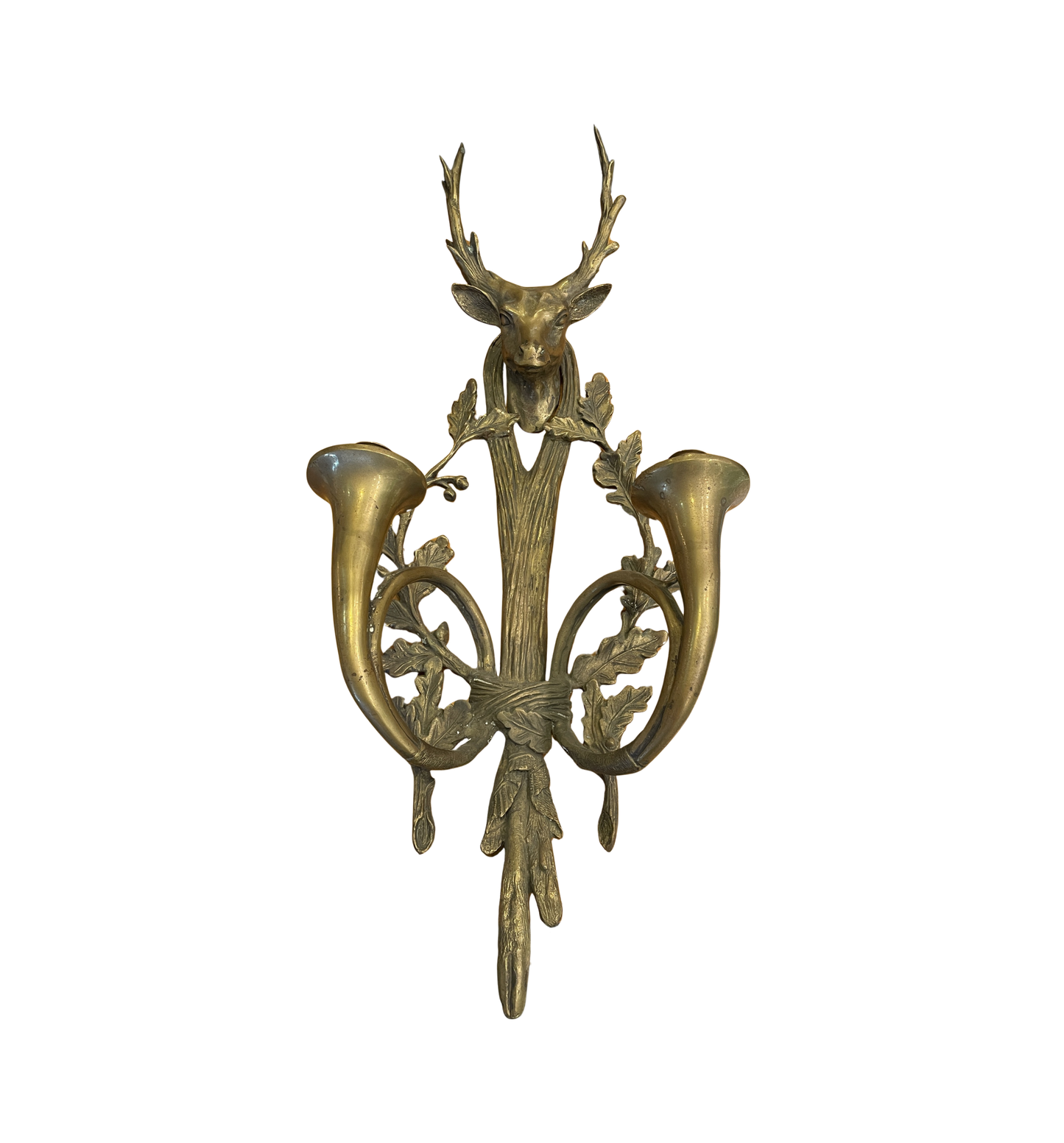 Brass Stag Wall Sconce with Candlesticks (03T00O)