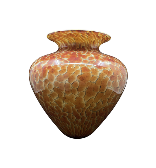 Cohn-Stone Tortoise Shell Glass Vase, Signed (0KC00E)