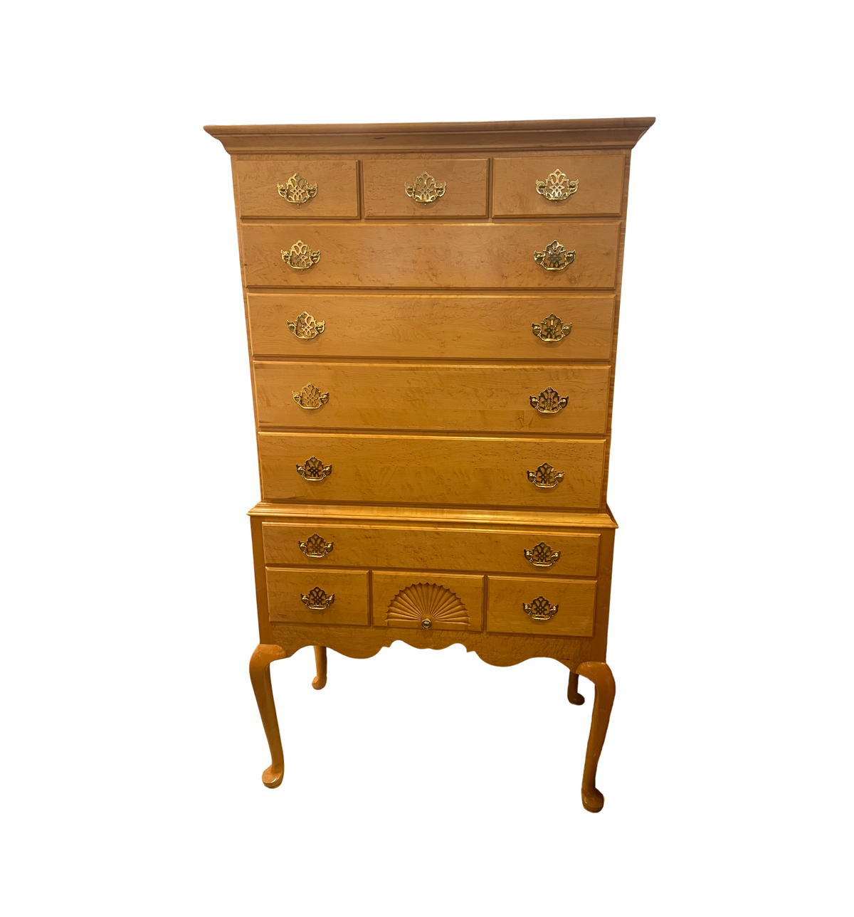 Birdseye Maple Queen Anne Style Highboy by Lester Yoder (0PV001)