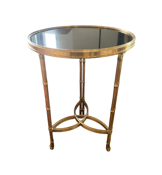 Global Views Double Bamboo Empire Style Slate and Brass End Table (0OT004)