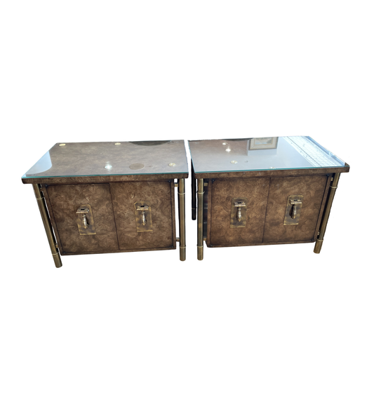 Mastercraft by William Doezema Carpathian Elm Floating Nightstand, A Pair. Circa 1960 (0LL001)