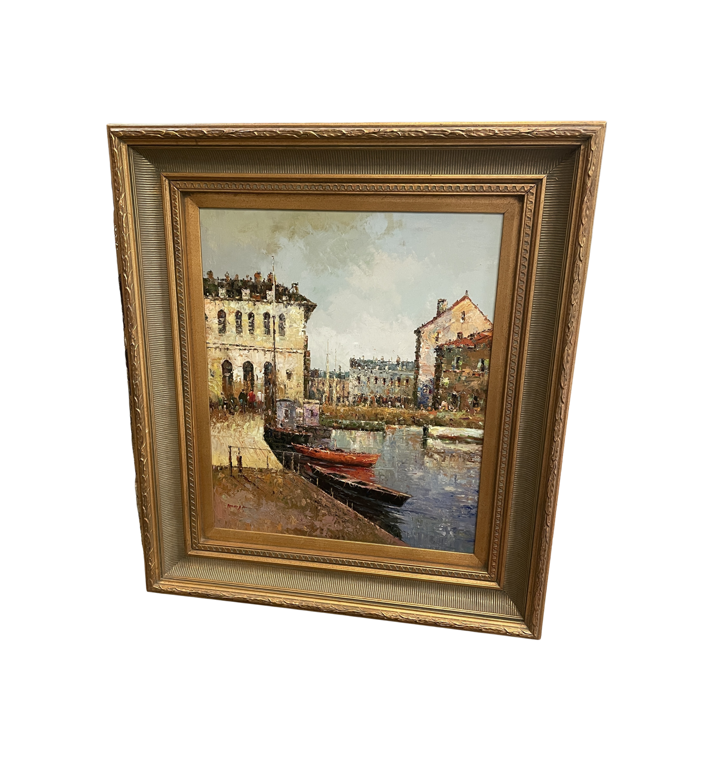 Oil on Canvas, Canal Scene signed Morgan (0JZ001)