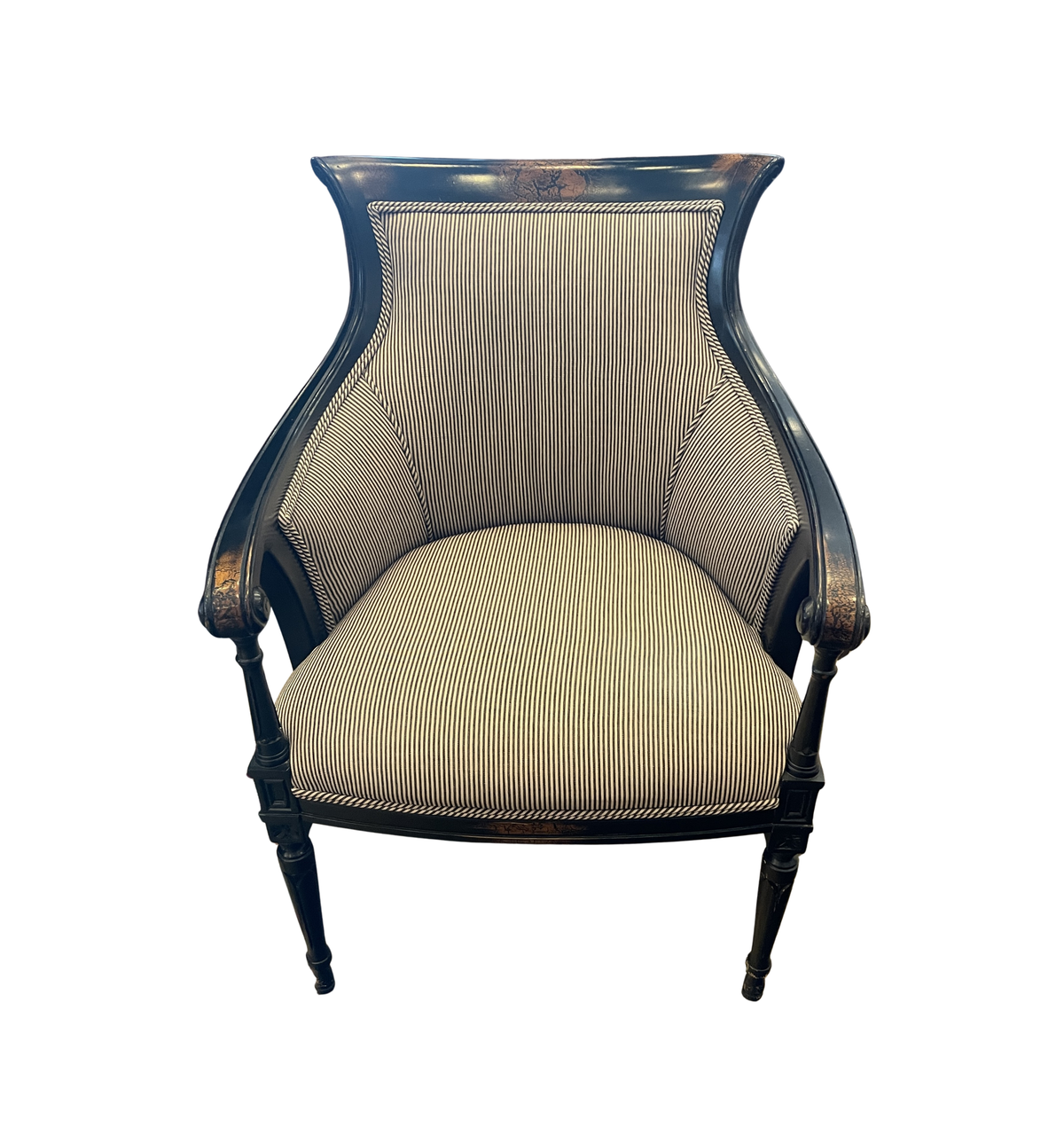 Neoclassical Armchair in Striped Fabric (Two available 0PQ00A 0PQ00B)