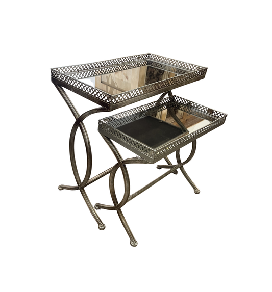 Metal and Mirrored Nesting Tables, set of 2 (01D02M)