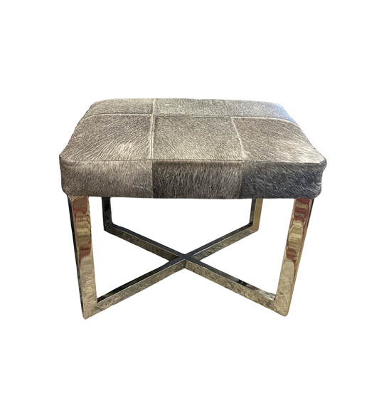 Wisteria Cross Hide Ottoman on Chrome Base (Two available 0N100A and 0N100B)
