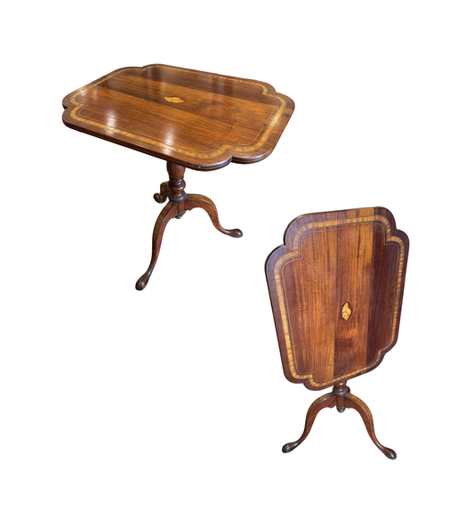 Georgian Flip Top Pedestal Table with Satinwood Shell Inlay (0LY001)